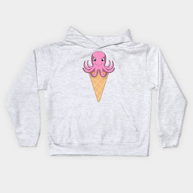 Octopus with Ice cream cone Kids Hoodie by Markus Schnabel